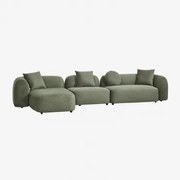 Modułowa 3-częściowa Lewa Sofa Z Szezlongiem W Kolorze Szenilu Coco Szenil Sage Green - Sklum