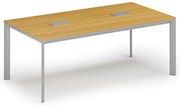 Stół konferencyjny PRIMO INVITATION, 200x100 cm, buk + 2x port blatowy TYP I, srebrny