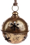 Metalowy wiszący dzwonek z płatkiem śniegu, złoty, 20 x 25 cm