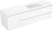 Mexen Rivel szafka łazienkowa 160 cm z umywalką Otis prawą, 2S, 1D, ryflowana, biała mat - 91A23-16047-3-BBFFF01-W18P01
