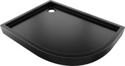 Mexen Flow+ brodzik półokrągły asymetryczny lewy 100 x 80 cm, czarny mat - 46Q708010LH