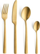 Zestaw Srebrnych Sztućców Vintage Manille Złoty 16 Elementów - Zestaw Sztućców ze Stali Nierdzewnej z Matowym Wykończeniem