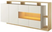 Komoda 4-drzwiowa z 4 wnękami i oświetleniem LED - Beżowy i Jasny naturalny - IDESIA