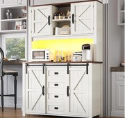 Meble kuchenne 115x40x175 cm - z 4 frontami i 2 szufladami - z oświetleniem LED - styl wiejski - biały