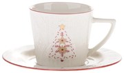 Biała porcelanowa filiżanka ze świątecznym motywem 110 ml Xmas Tree – Dakls