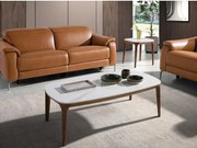 Owalny stolik kawowy z marmuru porcelanowego i orzecha włoskiego 2132 ANGEL CERDA