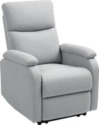 HOMCOM Fotel Relax z Regulowanym Oparciem i Podnóżkiem, Tapicerowany Fotel do Salonu, Szary