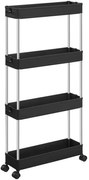 Czarny wąski regał mobilny z 4 półkami C9-A98