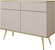 Komoda w stylu glamour w kolorze beżowym z nóżkami złotymi, 107 x 85 x 39