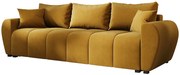 Musztardowa sofa welurowa z pojemnikiem N4-W06