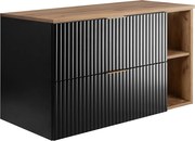 Szafka pod umywalkę, Czarny / Dąb Craft + złoty uchwyt, 100 x 57 x 46 cm