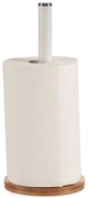 Stojak na ręcznik papierowy, biały, bambusowa podstawa
