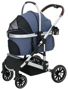 PawHut Wózek dla Psów 3 w 1 Składany dla Kotów do 10 kg z Poduszką i Uchwytem na Kubek Niebieski