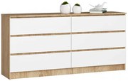 Długa Komoda Biały Z Szufladami Dąb Sonoma + S8-P12