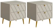 Zestaw 2 szafek nocnych - 2 szuflady - Beżowy - TEODA marki Pascal Morabito