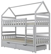 Łóżko piętrowe domek FELIKS 160x80 białe drewniane z szufladami KOCOT KIDS