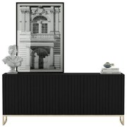 Czarna komoda z lamelami na froncie C2-Z25