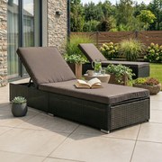 Fotel Ogrodowy Leżak LARGO Technorattan Czarny/Brązowy