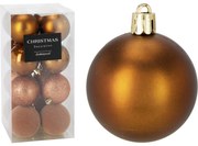 Zestaw 16 szt. ozdób świątecznych Festive Sparkles, złoto-brązowy, śr. 6 cm, plastik