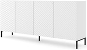 Czterodrzwiowa komoda biały mat + czarne nóżki K5-C89