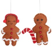 Tekstylne ozdoby świąteczne wykonane ręcznie zestaw 2 szt. 10 cm Gingerbread Couple – Sass &amp; Belle