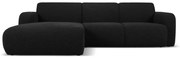Czarny narożnik z materiału bouclé (lewostronny) Molino – Micadoni Home