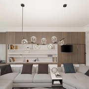 Ritz 7 Transparent – żyrandol, duża lampa wisząca, szklane kule, oświetlenie salonu