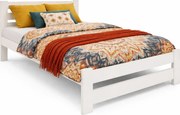 Białe drewniane małżeńskie łóżko z materacem 160x200 B8-W03