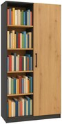 Wysoki regał na książki dąb artisan + antracyt M8-E24