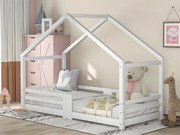 Łóżko z osłoną ochronną - 90x200cm - z litego drewna - Białe