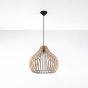 Lampy wiszące skandynawski Novidera, drewno - 1 źródło światła 4000K - L.40 x H.110 cm - naturalne drewno