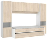 Wysuwane łóżko SELENA z zabudową – 90 × 190 cm – kolor: dębowy i biały