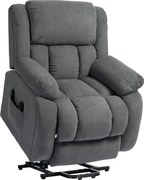 HOMCOM Elektryczny fotel z funkcją pomocy przy wstawaniu i relaksacyjny z masażem i ogrzewaniem, podnóżkiem, pilotem i boczną kieszenią