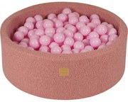 Okrągły Suchy Basen Dla Dziecka 90x30cm/200 Piłek 7cm, Boucle, Różowy, Piłki: Pasteloróżowe - Meowbaby®