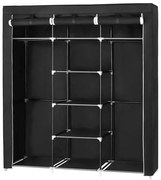 Praktyczna szafa tekstylna z półkami i drążkiem na ubrania MATIS 150x175 cm czarna