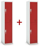 Szafka ubraniowa S3 dwudrzwiowa 1+1 GRATIS, demontaż, zamek cylindryczny, szara/czerwona