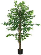 HOMCOM Sztuczny Ficus w Doniczce, Naturalny Wygląd, 150 cm Wysokości, Zielony