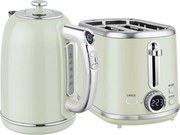 HOMCOM Zestaw czajnik i toster, wyświetlacz LED, 1,7 l, 2200W, retro design, funkcja pamięci, szary