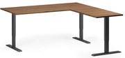 Narożne biurko z regulacją wysokości, 180x180 cm, 3 silniki, L/P, czarna podstawa, orzech
