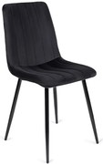 Czarne welurowe krzesło pikowane do salonu L1-G55