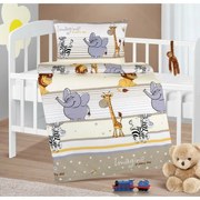 Bellatex Dziecięca pościel bawełniana do łóżeczka Agáta Safari beżowy, 90 x 135 cm, 45 x 60 cm