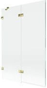 Mexen Lunar parawan nawannowy 2-skrzydłowy lewy 120 x 150 cm, transparent, złoty - 897-120-100-50-00-L