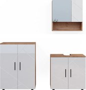 Zestaw mebli łazienkowych biały wysoki połysk/złoty dąb power 80x41x58.6 irma