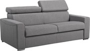 Kanapa 3-osobowa rozkładana typu express z szarej tkaniny z siedziskiem z pianki z pamięcią kształtu - pow. spania 140 cm - Materac 14 cm VIZIR