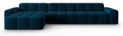 Ciemnoniebieski aksamitny narożnik (lewostronny) Kendal – Micadoni Home