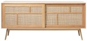 Niska komoda w dekorze dębu z drzwiami przesuwnymi w naturalnym kolorze 180x80 cm Barrali – Unique Furniture
