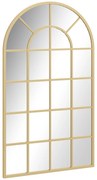 HOMCOM Lustro ścienna, design okienny, korytarzowe, metalowa rama, 110 x 62 cm, Złoto