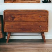 Artisan Furniture Komoda z litego drewna, 2 szuflady, ciemny brąz