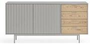 Szaro-naturalna niska komoda w dekorze dębu 159x80 cm Sierra – Teulat