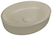 Umywalka z konglomeratu nablatowa okrągła beżowa 40 cm RONA beige : Wykończenie - matowe